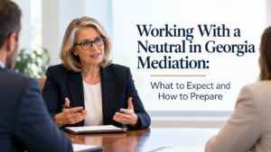 Neutral mediator facilitating a Georgia mediation session between two parties to help resolve a dispute.